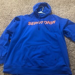 Vibrant Blue Hoodie with Orange Accents